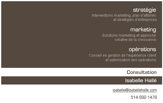 Consultation Isabelle Hall&eacute;, Strat&eacute;gie, Marketing, Op&eacute;rations